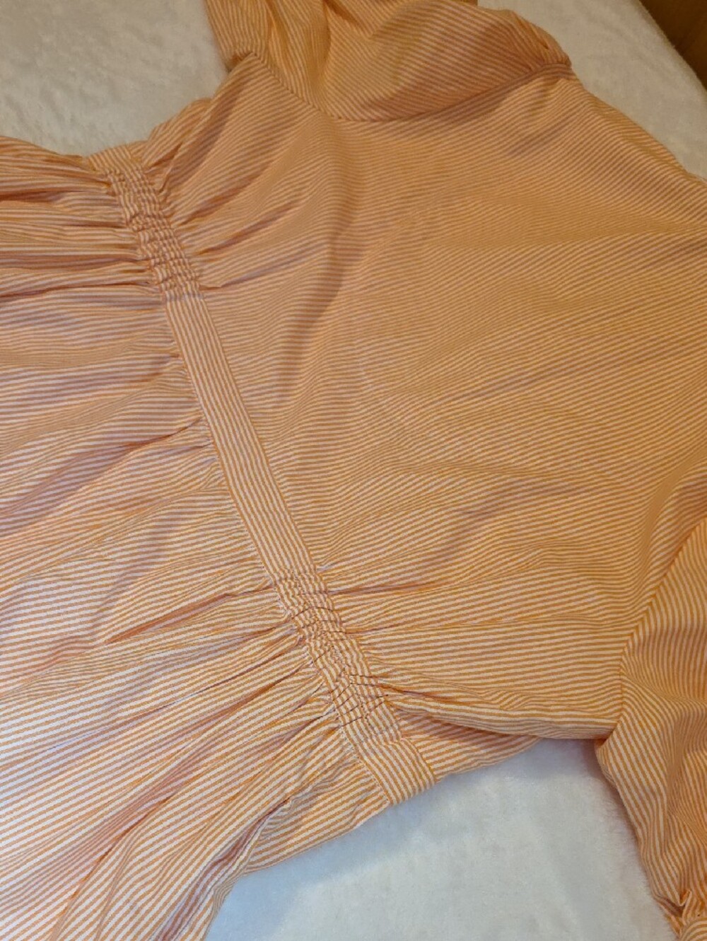 Gretchen Scott Women's Orange/White Pinstripe Tiered Ruffled Dress Size Large - Picture 7 of 12